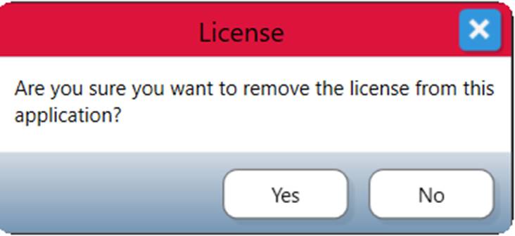 Dialog confirming that you want to remove your license