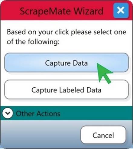 Clicking Capture Data on the ScrapeMap Wizard for a FreeForm ScrapeMap