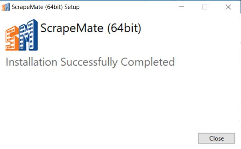 ScrapeMate Installation completed dialog