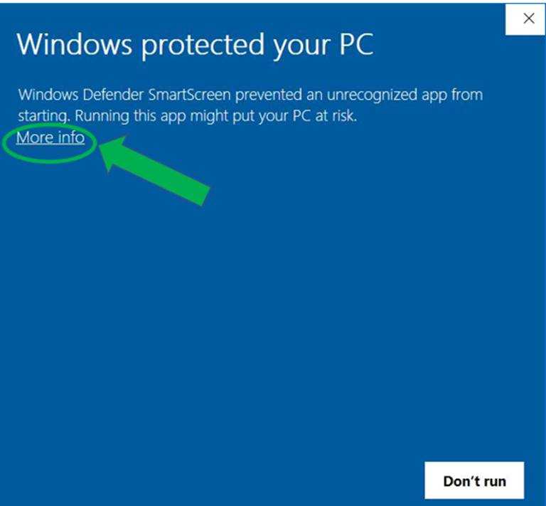 Windows Defender PC Protection Notification not to run file