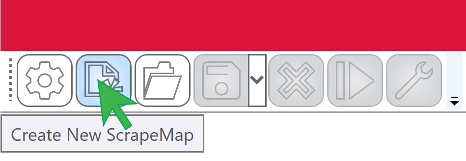 ScrapeMap Explorer Toolbar with Create New ScrapeMap selected