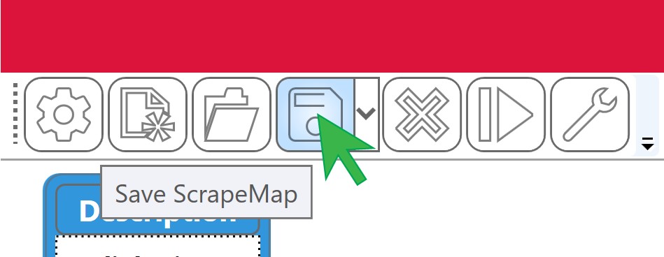 ScrapeMap Explorer Toolbar with Save ScrapeMap selected