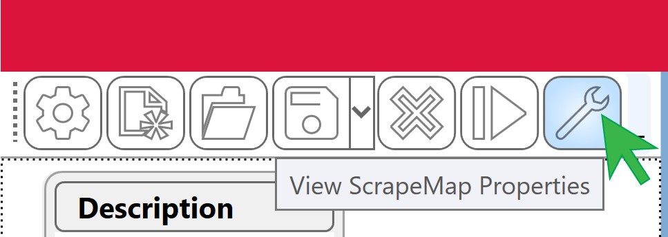 ScrapeMap Explorer Toolbar with Properties selected