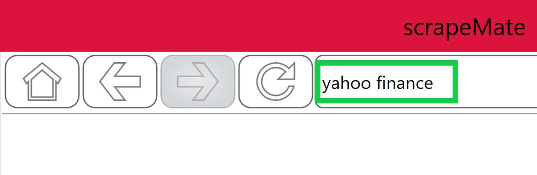 A search for 'yahoo finance' in the Navigation Bar of the Source Browser Toolbar